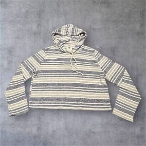 Wild Blue x Sadie Robertson Cropped Striped Hoodie Pullover Womens Medium